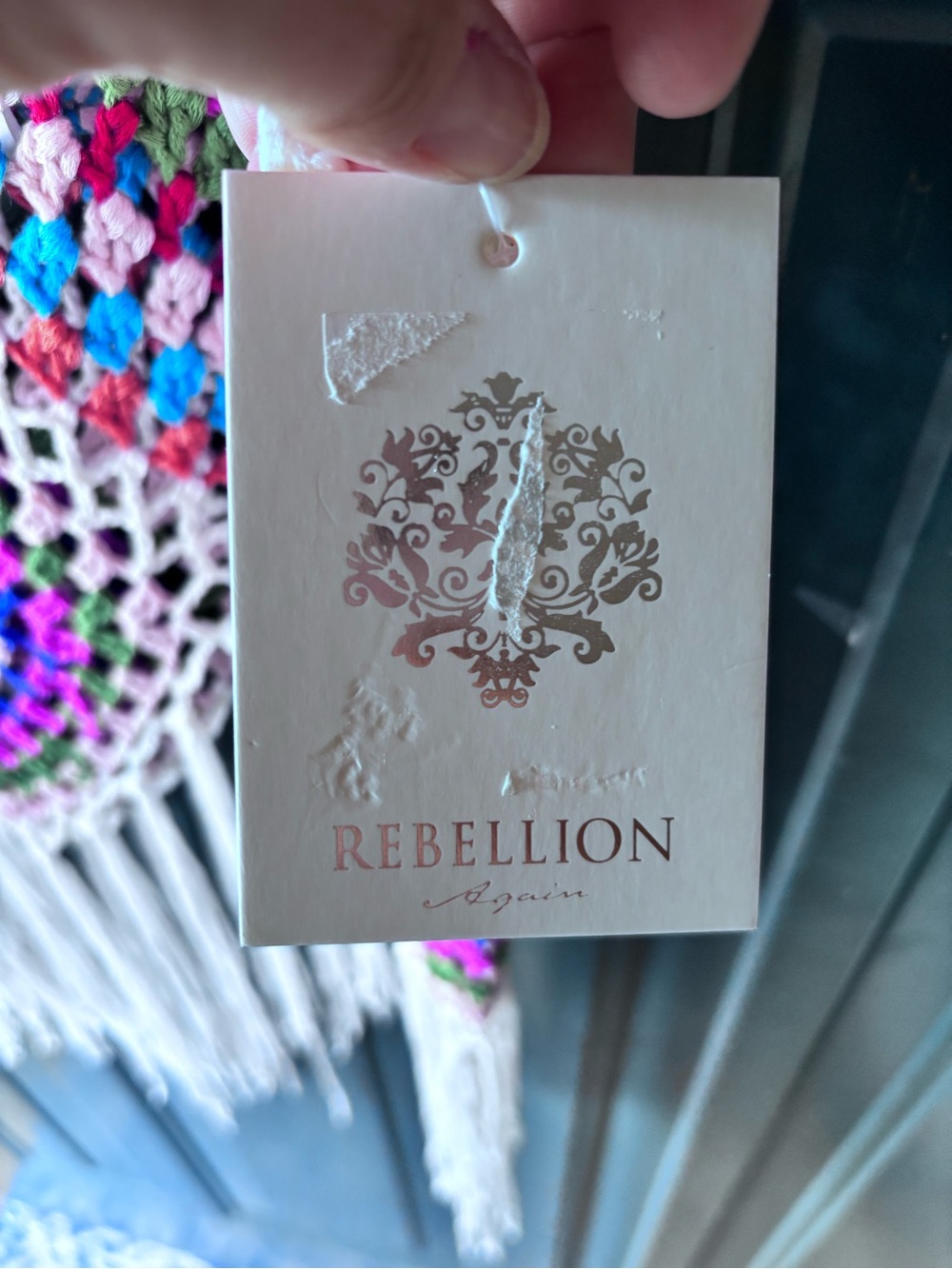 Rebellion White Crochet Fringe Tank with Multicolor Accents - Picture 7 of 12